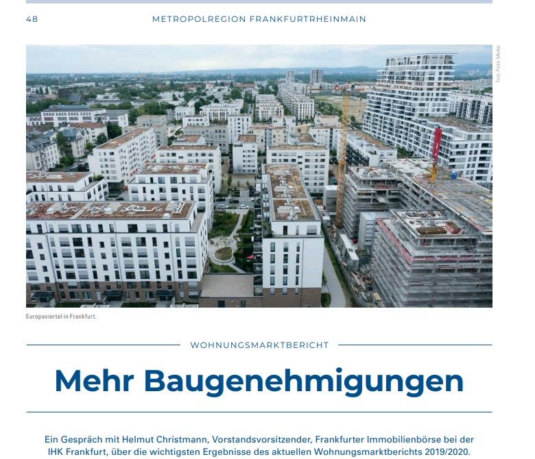 „Mehr Baugenehmigungen“ – ein Gespräch mit Helmut Christmann zu den wichtigsten Ergebnissen des Wohnungsmarktberichtes 2019/20, IHK WirtschaftsForum 02.20